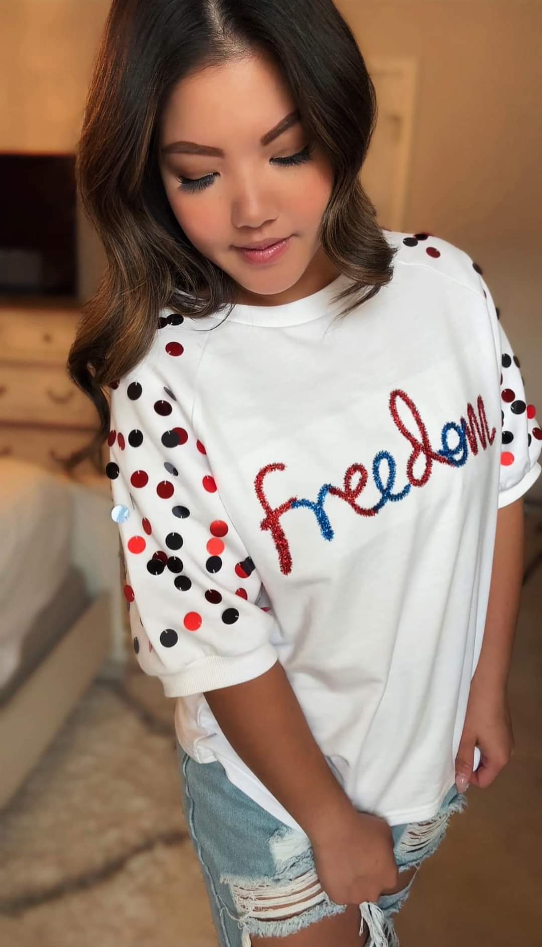 Freedom Sequin Sleeve Top