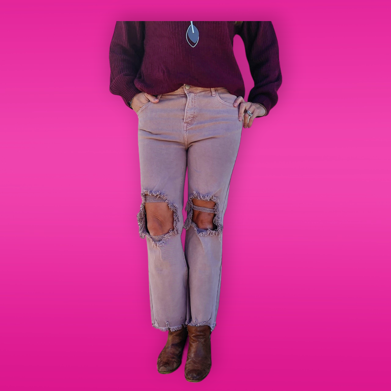 Mauve Trendsetter Vintage Crop Flare Jeans